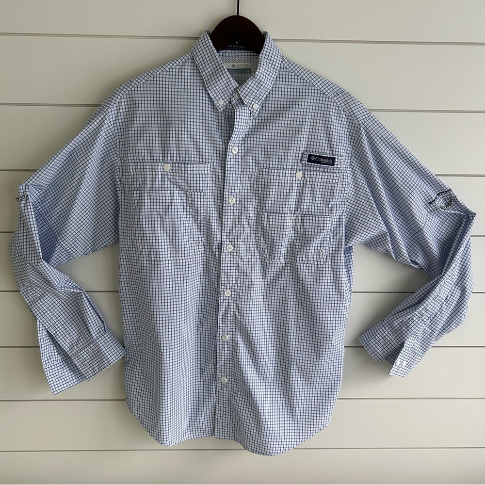 Columbia Blue Casual Button Down Shirt Lightweight